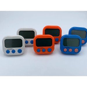 Kitchen Timer, 6 pack, Orange, Blue, White, Magnetic & Standing
